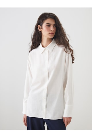 Lcw Modest Ekru Loose Fit Kadın Gömlek Tunik