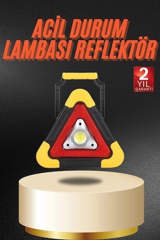 Hubrendy  Işıklı İkaz Lambası Reflektör Şarjlı Işıklı Üçgen Led Acil Durum Feneri