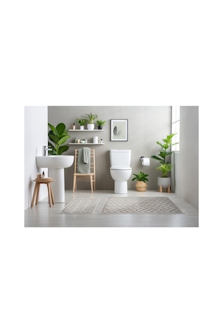 2 Li Bukle Banyo Takımı Banyo Tekstili/modern/doğal/sade/şık Kaymaz Taban -798 Brown2