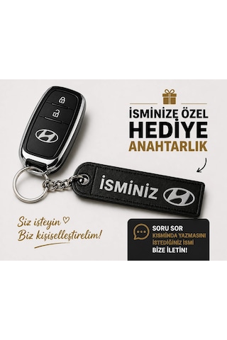 İsimli Hyundai Anahtarlık , Kişiye Özel - Hediyelik İsimli Hyundai Araç Logolu Anahtarlık - İsimli A