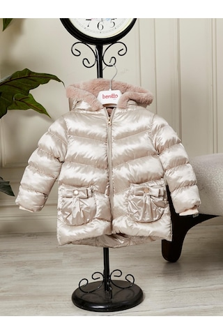 Benitto Kids Kız Bebek Çocuk Kapüşonlu Mont 51360 Bej