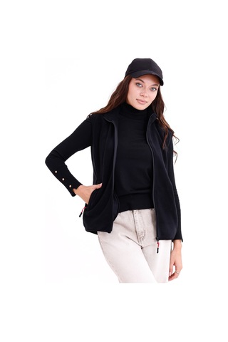 Monox Kadın Slim Fit Tam Fermuarlı Polar Yelek Siyah