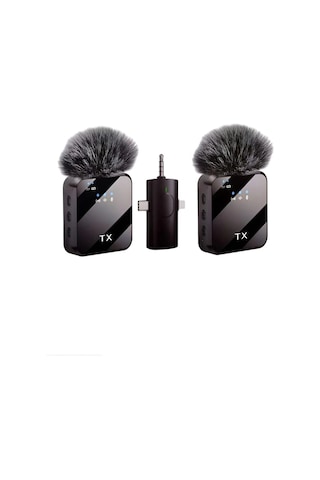 Kablosuz Tüylü Yaka Mikrofonu Apple iPhone Uyumlu  3.5mm Aux Apple iPhone Uyumlu  Type-c Pc Tablet Video Kayıt Vlog Usb-c