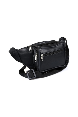 Lederax %100 Hakiki Deri Freebag Bel Çantası Siyah 001