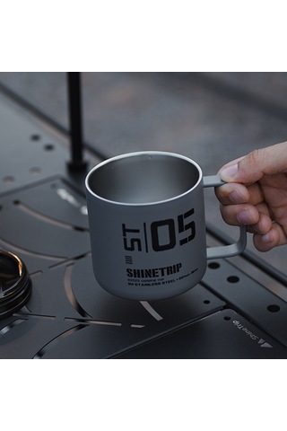 Geeksen 350ml Çelik Paslanmaz Taşınabilir Termos Bardak, İçeceği Saatlerce Sıcak/sojuk Tutar, Kamp Ve Doğa Etkinlikleri İçin Koyu Gri