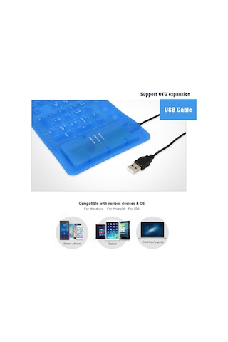 Yunboo Su Geçirmez 108 Tuşlu Usb Silikon Katlanabilir Klavye - Sessiz Ve Taşınabilir