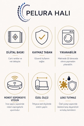Modern Desen Baskılı Kaymaz Yıkanabilir Salon Oturma Odası Mutfak Balkon Halısı Yolluk krem