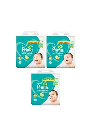 Prima Pampers Aktif Bebek Fırsat Paketi Bebek Bezi 9-14 KG 4 Beden 3 x 54 Adet 3'lü