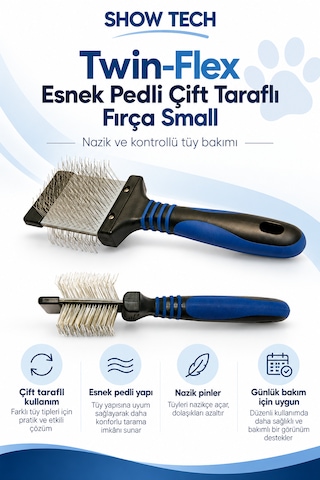 Showtech Twin-flex Esnek Pedli Köpekler İçin Çift Taraflı Fırça Small