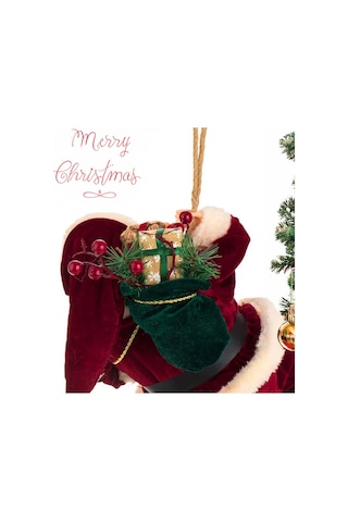 Yılbaşı Süsü Noel Baba Biblo Figür Büyük Boy 45cm - Asma İpi İle 78 Cm