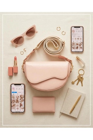 Zennamoda Soft Pembe Yumuşak Deri Gold Detaylı Tek Gözlü Kadın Omuz Çantası 23x15 Cm Çok Renkli