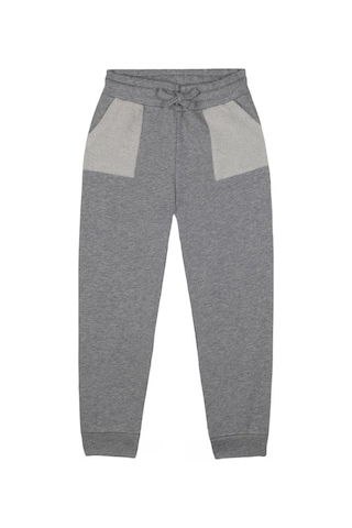 Antebies Organik, Gri Melanj Dude Aplik,bel Lastikli Bağcıklı Uzun Kollu Erkek Çocuk Sweatshirt Eşofman Takımı