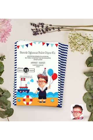 Bitmeyenkartus Kişiye Özel Karikatürlü Sünnet Düğün Davetiyesi Model 6 (100 Adet