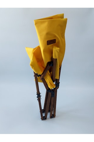 Joyfull Turtle Ahşap - Kollu Katlanır Sandalye -Sarı Kılıf-Çanta Sarı