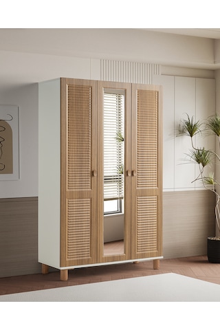 Pema Home Favori %100 Mdf Membran 3 Kapaklı Dolap Gardırop Ceviz