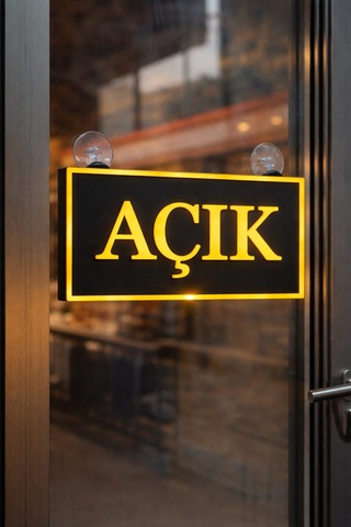 Açık Yazılı Led Işıklı Tabela Sarı - Siyah