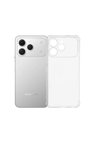 Kvy Tecno Spark 40 Kamera Korumalı Süper Silikon Kılıf Şeffaf