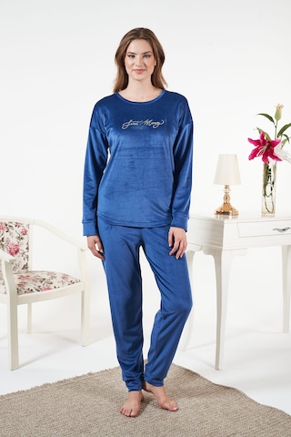 Remsa Kadın Kadife Pijama Takımı 25384 Açık Lacivert Açık Lacivert