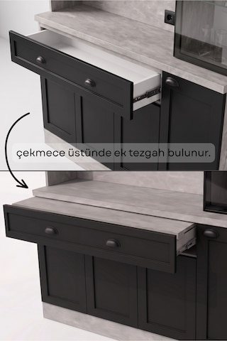 Kenzo Kahve Köşesi 150 Cm Gri - Siyah