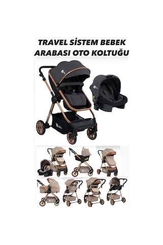 Öykü Bebek Dunyasi Lia Yeni Doğan Set + Bebek Arabasi+oto Koltuğu+park Beşik + Mama Sandalyesi +anadizi +anne Bebek Çan Kahverengi