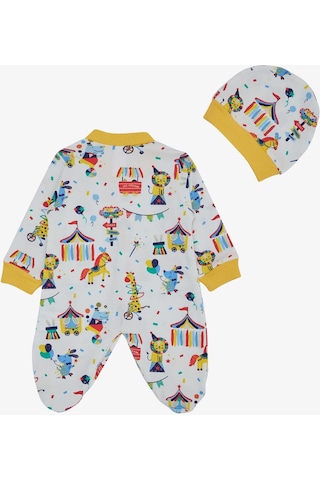 Breeze Erkek Bebek Patikli Tulum Sirk Temalı 0-6 Ay, Beyaz-beyaz Beyaz