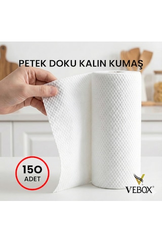Mega Dev Rulo Temizlik Bezi Toz Bezi Süper Dayanıklı Kullan At 150 Adet Bez Çok Amaçlı Beyaz