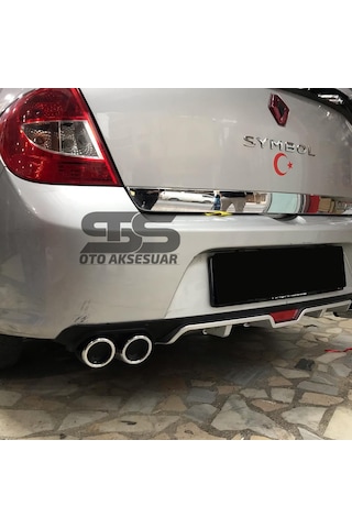 Renault Symbol Difüzör Arka Tampon Eki 4 Egzoz Çıkışlı Gri