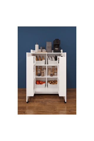 Lüks 2 Kapılı Çok Amaçlı Kiler Dolabı %100 MDF Erzak Organizer Dolabı MK08