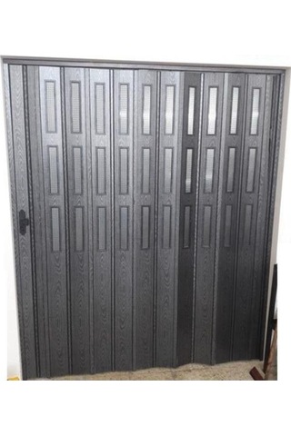 3 Sıra Camlı Akordeon Kapı, Karaağaç Ahşap Desenli 72x215cm