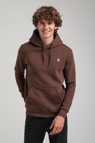 Kapüşonlu Kahverengi Slim Fit Hoodie 23fwm64069 Kahverengi