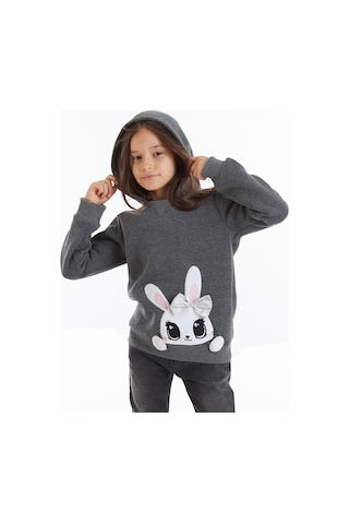 Denokids Şirin Tavşan Kız Sweatshirt Antrasit