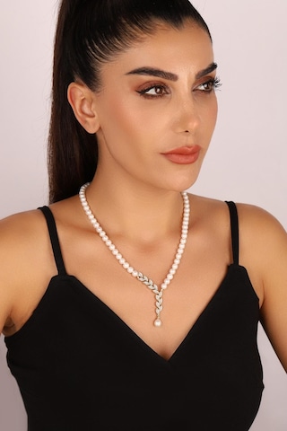 6,5 Mm Yaprak Taşlı Doğal İnci Küpe Kolye Bileklik Yüzük Dörtlü Set 8