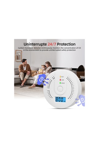 Neevoyu 3 Adet Karbon Monoksit Alarmı - Lcd Ekranlı, 85db Sesli + Işıklı Uyarı, Elektrokimyasal Sensörlü Aa Pil Yok