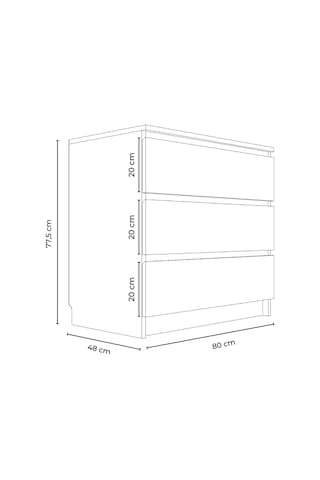 Derinkuyu 3 Çekmeceli Şifonyer Yatak Odası Bebek Odası Beyaz Beyaz
