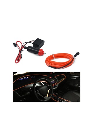 Cbtx Araba Dekorasyonu İçin 5m Çakmak El Şerit Işığı Ortam Işıkları Sürücülü Parlayan Halat Işığı - Turuncu