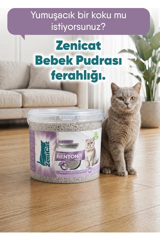 Bebek Pudralı Bentonit Kedi Kumu 2x10 Lt - İnce Taneli, Güçlü Topaklanan, Uzun Süreli Ferahlık, Kovalı