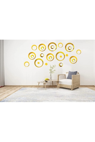 Hombey Gümüş Altın Akrilik Ayna Dekoratif Duvar Sticker, Uv Baskılı Mat Vernikli Duvar Dekoru