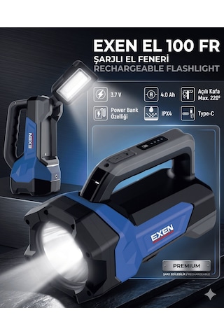 Exen El 100 Fr - 3.7v 4ah 600 Lümen Şarjlı El Feneri