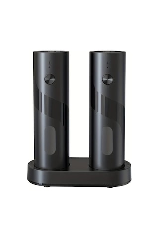 Motion003 2 Adet Üstten Doldurmalı Otomatik Elektrikli Biber Değirmeni Seti Ayarlanabilir Öğütme Kalınlığı Büyük Kapasite Ev Mutfak İçin Led Işık Ahşap