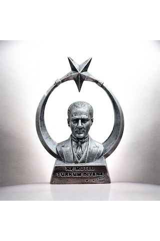 Atatürk Ayyıldız Biblo Heykel Gri