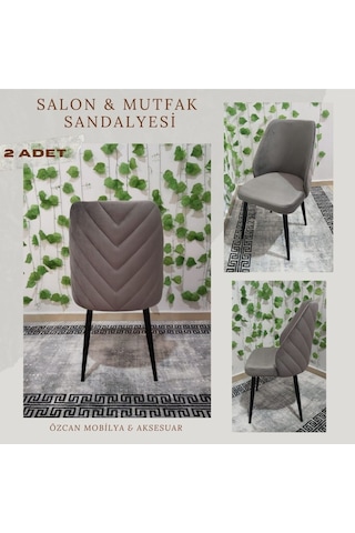 Özcan Metal Vega - Siyah Metal Ayak - Babyface Kumaş - Papel Sırt - Mutfak & Salon Sandalyesi Gri