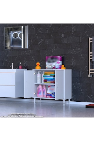 Modilayn Söke Küçük Alanlar İçin Akıllı Çözümler 70x75x32,5 Cm Lik 2 Kapaklı 2 Göz Raf Dolap Beyaz