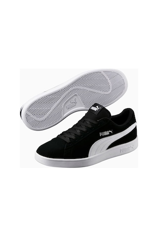 364989-01 Puma Smash V2 Unisex Spor Ayakkabı black-white Beyaz - Siyah