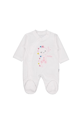 Albimini Minidamla Zürafa Nakış Çıtçıtlı 1-6 Ay Tulum - Ekru