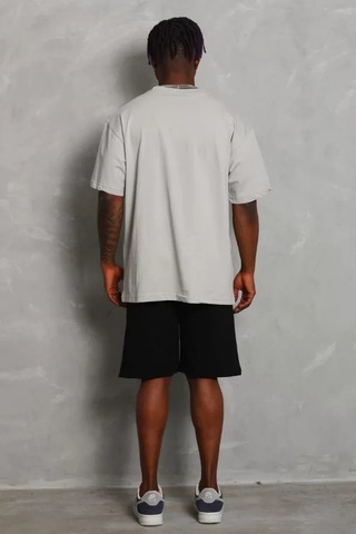 Veraura Lifestyle Unisex Oversize Düz Bisiklet Yaka T-shirt - Gri