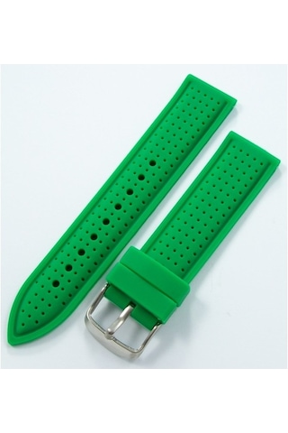 Yeşil Kokusuz Silikon 24Mm Saat Kordonu Yumuşak Spor Saat Kayışı