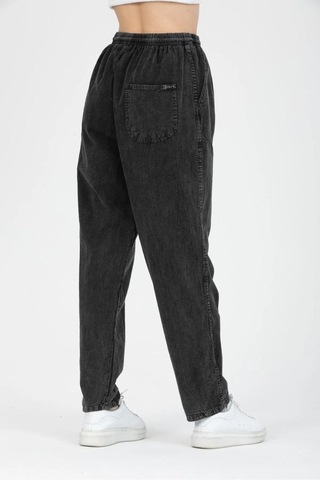 Baw Company Unisex Ince Yazlık Beli Lastikli Kordonlu Keten %100 Pamuklu Kumaş Pantolon Pijama Antrasit