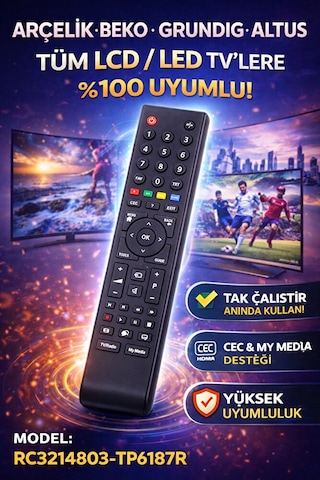 Arçelik Be-ko Grundig Altus Tv Kumandası Lcd Led Tüm Modellerle
