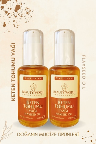 Beauty Voice %100 Saf Keten Tohumu Yağı 2li Set - Losyon Şişe