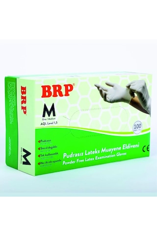 Brp Pudrasız Lateks Muayene Eldiven Medium M 100'lü Kutu